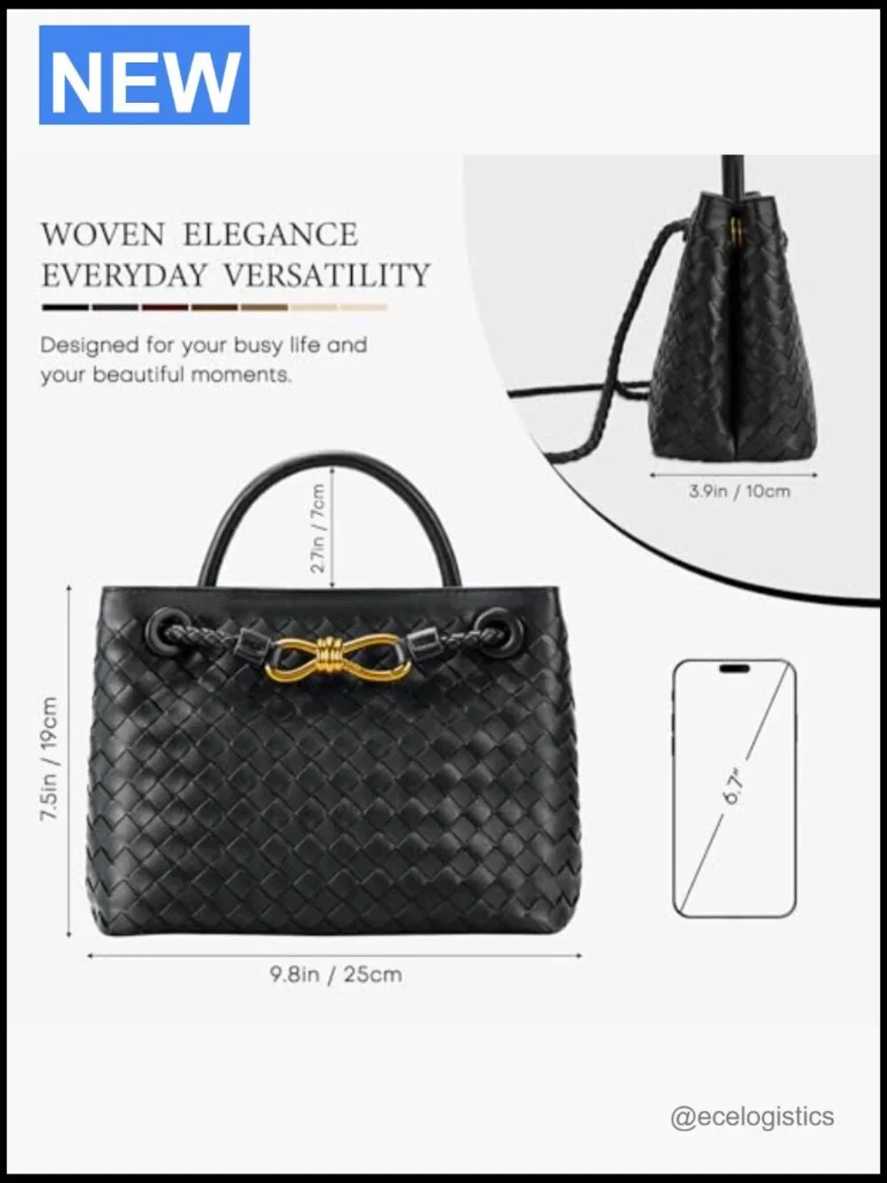 Woven Tote Bag Leather Shoulder Handbag Top Handle Purses